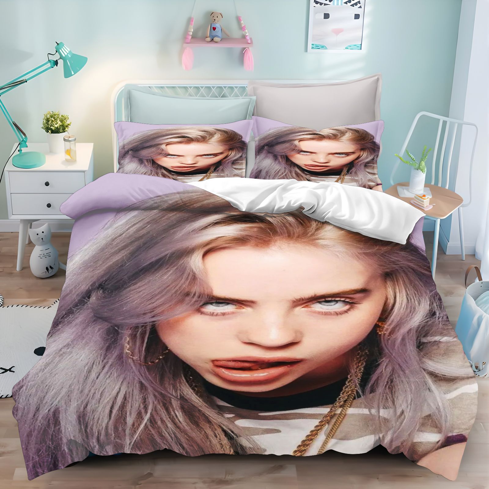 Billie Eilish Yatak Örtüsü Set - 3D Printing Quilting incelemesi ve fiyatı